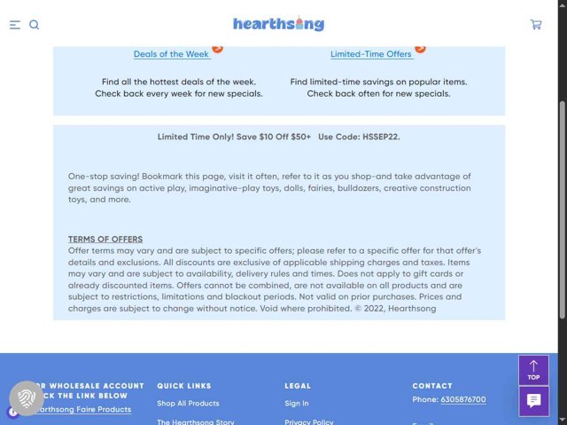 HearthSong checkout page showing HearthSong promo code box | Screenshot taken by SimplyCodes community member on May 1, 2025