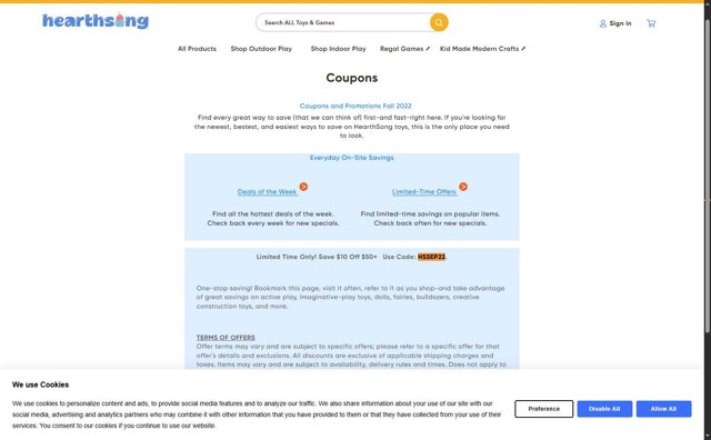 HearthSong checkout page showing HearthSong promo code box | Screenshot taken by SimplyCodes community member on Aug 6, 2025