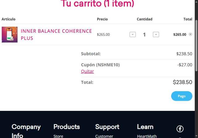 HeartMath checkout page showing HeartMath coupon code box | Screenshot taken by SimplyCodes community member on Sep 11, 2025