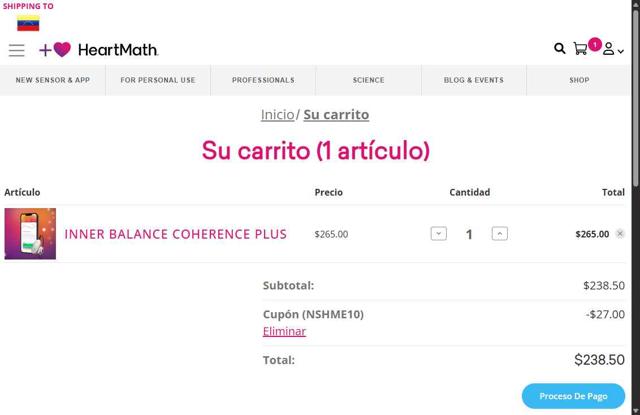 HeartMath checkout page showing HeartMath coupon code box | Screenshot taken by SimplyCodes community member on Aug 13, 2025