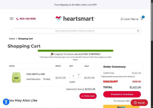 Heartsmart.com checkout page showing Heartsmart.com promo code box | Screenshot taken by SimplyCodes community member on Sep 5, 2025