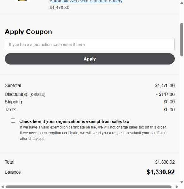 Heartsmart.com checkout page showing Heartsmart.com promo code box | Screenshot taken by SimplyCodes community member on Sep 5, 2025