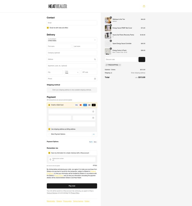 Heat Healer checkout page showing Heat Healer discount code box | Screenshot taken by SimplyCodes community member on Sep 2, 2025