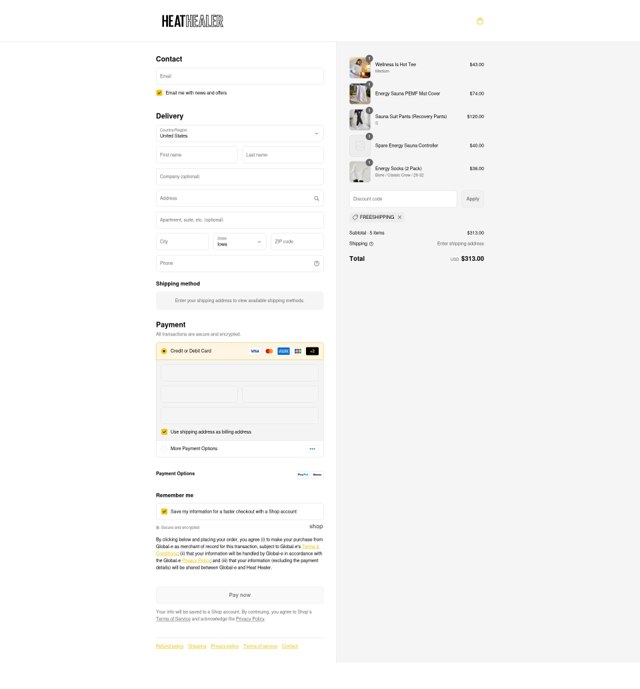 Heat Healer checkout page showing Heat Healer discount code box | Screenshot taken by SimplyCodes community member on Aug 29, 2025