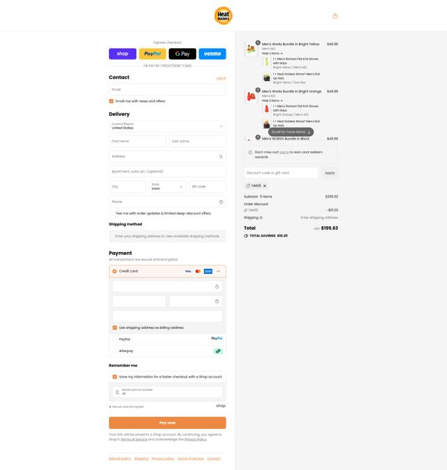 Heat Holders checkout page showing Heat Holders promo code box | Screenshot taken by SimplyCodes community member on Sep 13, 2025
