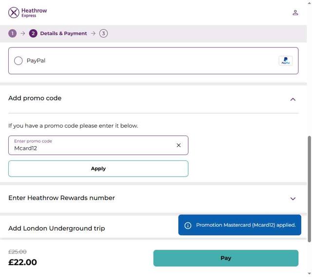 Heathrow Airport Parking checkout page showing Heathrow Airport Parking discount code box | Screenshot taken by SimplyCodes community member on Aug 8, 2025