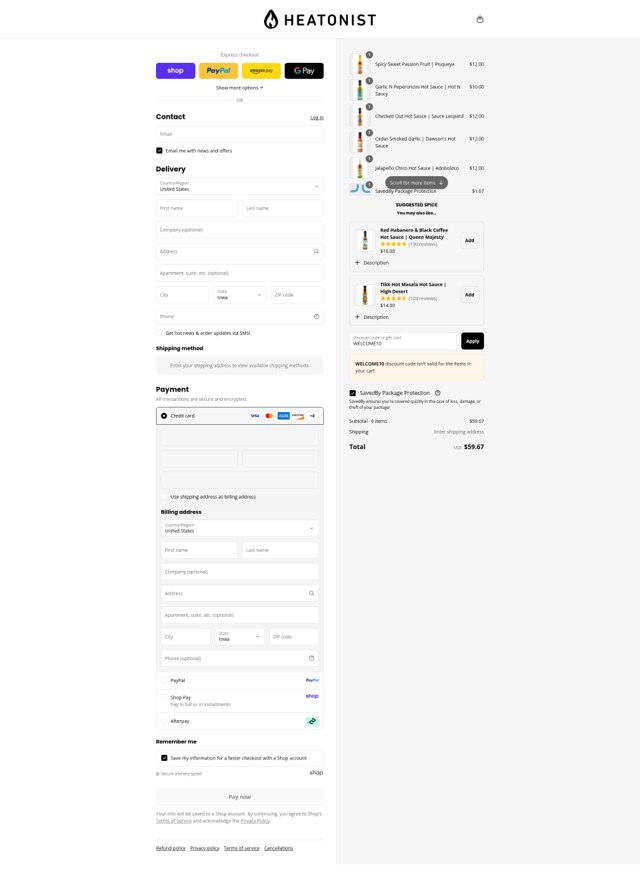 Heatonist checkout page showing Heatonist discount code box | Screenshot taken by SimplyCodes community member on Aug 31, 2025