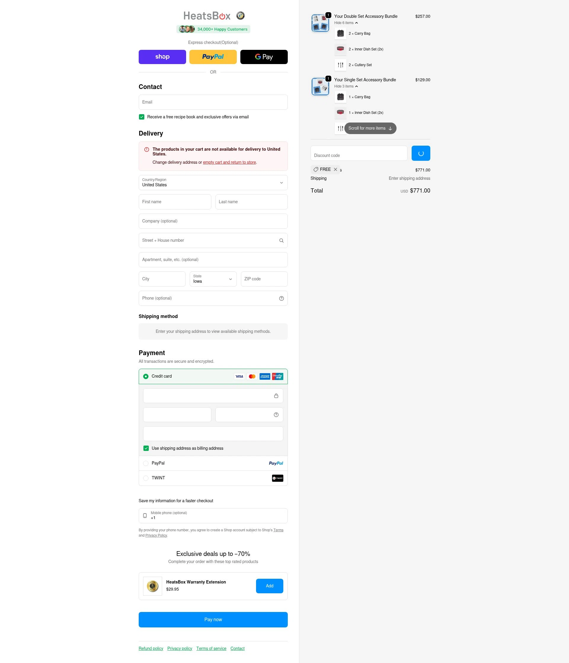 HeatsBox checkout page showing HeatsBox discount code box | Screenshot taken by SimplyCodes community member on Feb 5, 2026
