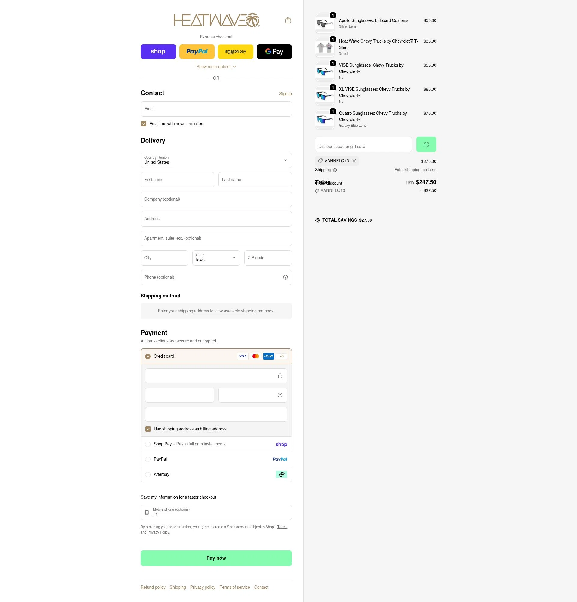 Heat Wave Visual checkout page showing Heat Wave Visual discount code box | Screenshot taken by SimplyCodes community member on Feb 10, 2026