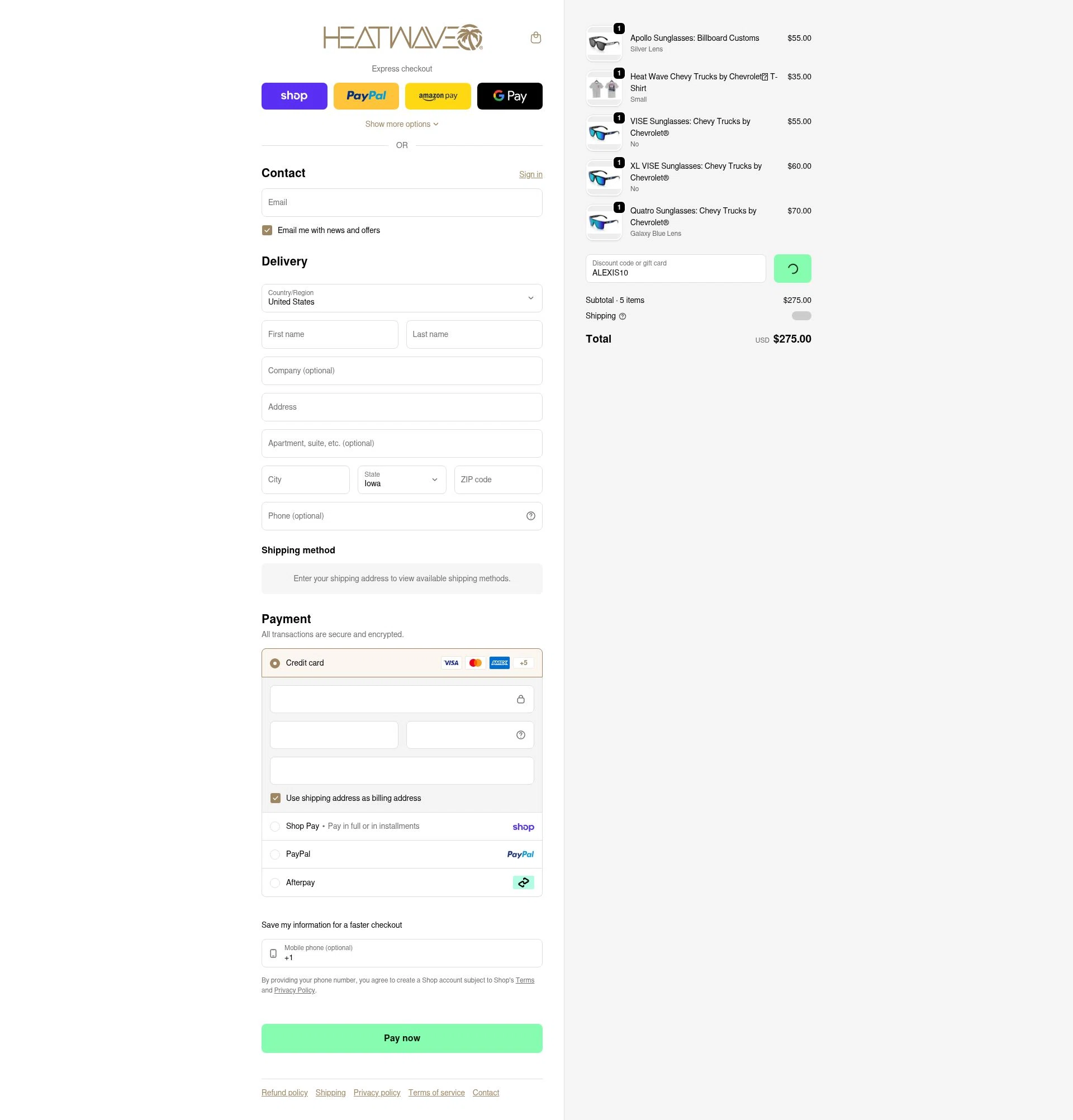 Heat Wave Visual checkout page showing Heat Wave Visual discount code box | Screenshot taken by SimplyCodes community member on Feb 10, 2026