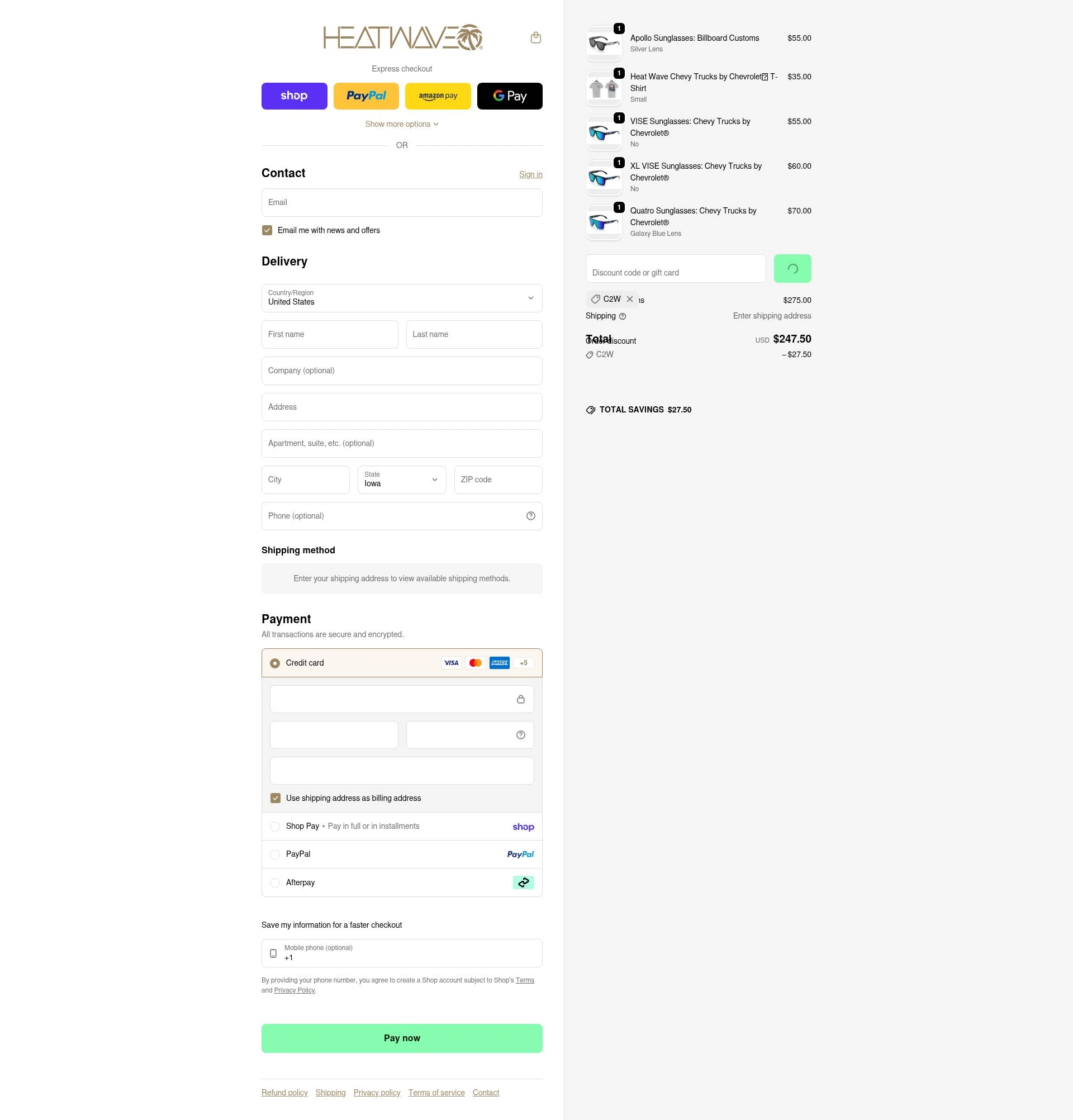 Heat Wave Visual checkout page showing Heat Wave Visual discount code box | Screenshot taken by SimplyCodes community member on Feb 10, 2026