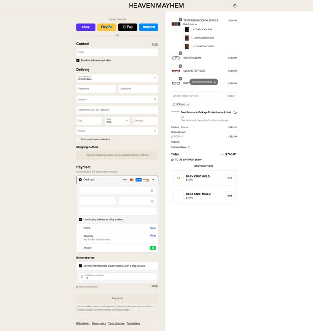 Heaven Mayhem checkout page showing Heaven Mayhem discount code box | Screenshot taken by SimplyCodes community member on Sep 4, 2025