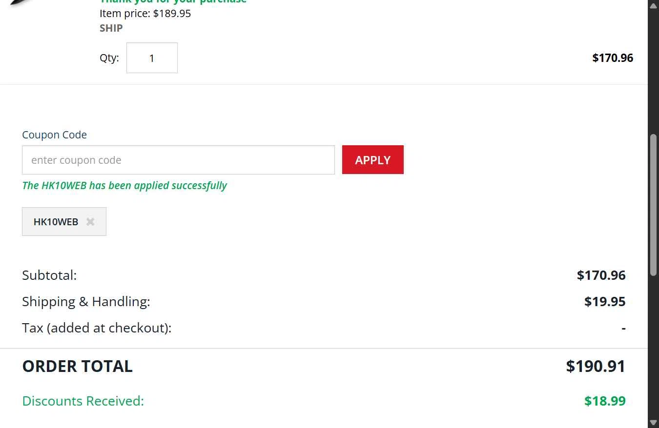 Heckler & Koch checkout page showing Heckler & Koch promo code box | Screenshot taken by SimplyCodes community member on Jan 15, 2026