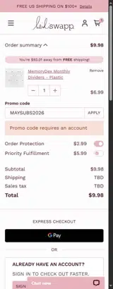 Heidi Swapp Shop coupon verification screenshot