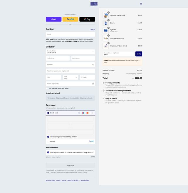 Heights checkout page showing Heights promo code box | Screenshot taken by SimplyCodes community member on Sep 12, 2025