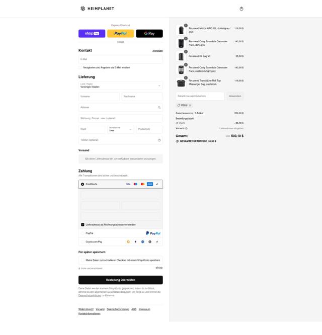 Heimplanet checkout page showing Heimplanet discount code box | Screenshot taken by SimplyCodes community member on Jul 23, 2025