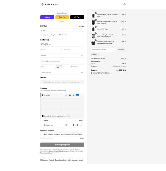 Heimplanet checkout page showing Heimplanet discount code box | Screenshot taken by SimplyCodes community member on Aug 13, 2025