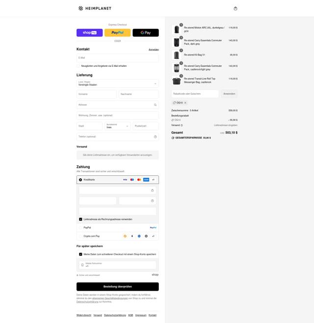 Heimplanet checkout page showing Heimplanet discount code box | Screenshot taken by SimplyCodes community member on Aug 17, 2025