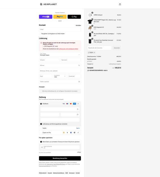 Heimplanet checkout page showing Heimplanet discount code box | Screenshot taken by SimplyCodes community member on Aug 22, 2025