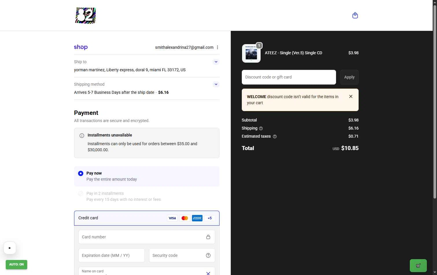 hello82 checkout page showing hello82 discount code box | Screenshot taken by SimplyCodes community member on Jan 13, 2026