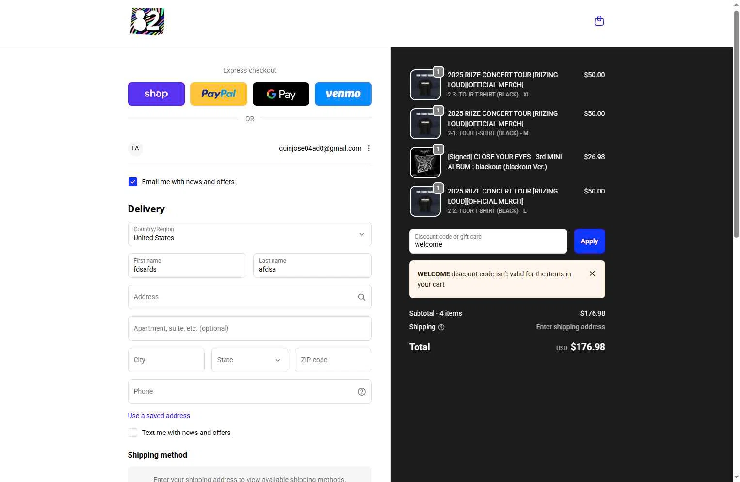 hello82 checkout page showing hello82 discount code box | Screenshot taken by SimplyCodes community member on Dec 12, 2025
