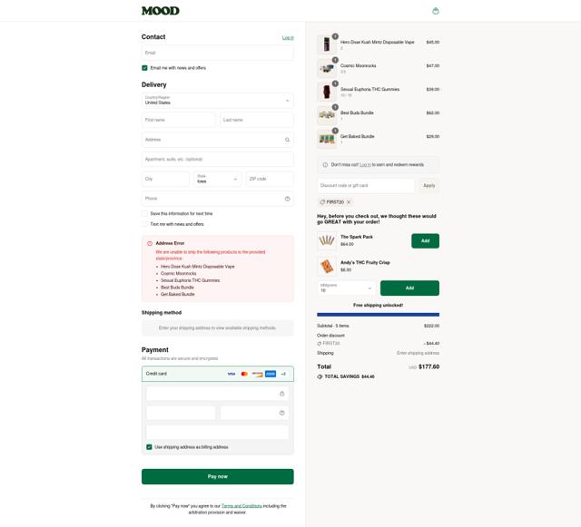 Hello Mood checkout page showing Hello Mood coupon code box | Screenshot taken by SimplyCodes community member on Aug 30, 2025
