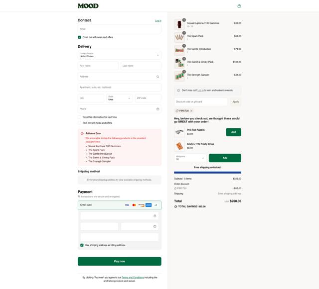 Hello Mood checkout page showing Hello Mood coupon code box | Screenshot taken by SimplyCodes community member on Aug 21, 2025
