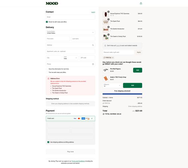 Hello Mood checkout page showing Hello Mood coupon code box | Screenshot taken by SimplyCodes community member on Aug 12, 2025