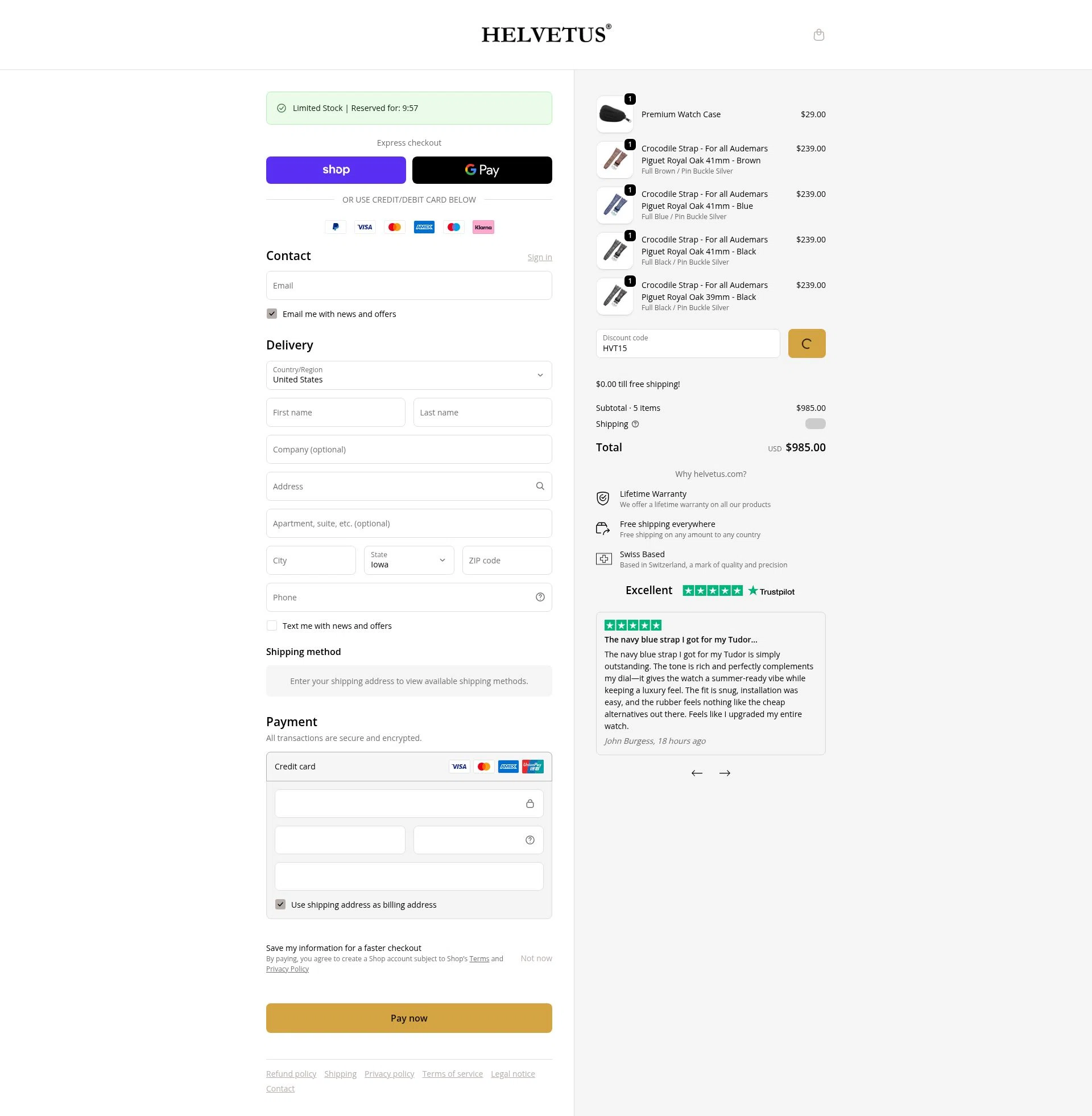 Helvetus checkout page showing Helvetus promo code box | Screenshot taken by SimplyCodes community member on Feb 18, 2026