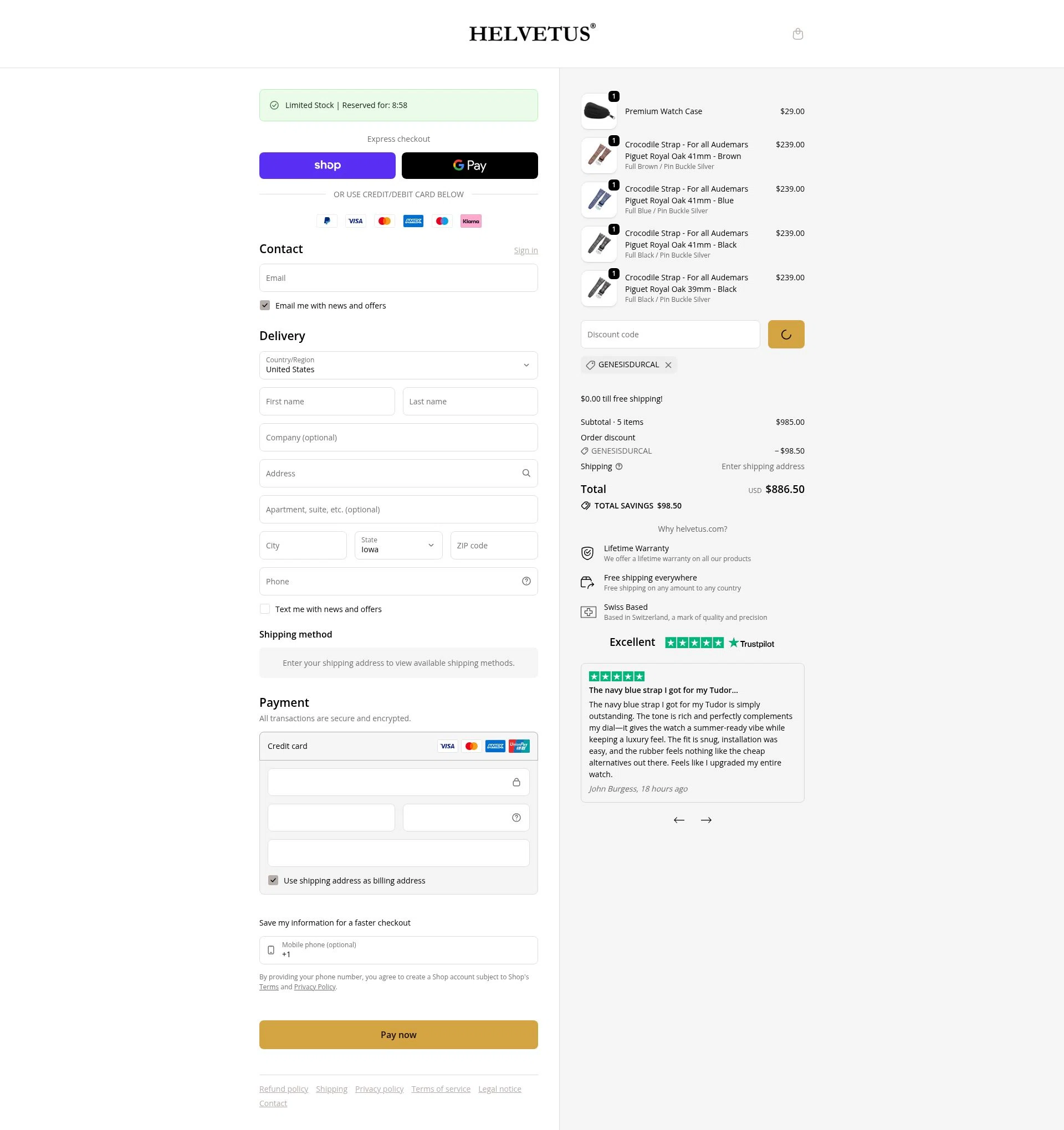 Helvetus checkout page showing Helvetus promo code box | Screenshot taken by SimplyCodes community member on Feb 19, 2026