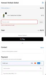 Hemani Herbals coupon verification screenshot