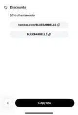 BLUEBARBELLS coupon verification screenshot