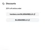 BLUEBARBELLS coupon verification screenshot