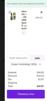 MORBIDOLOGY coupon verification screenshot