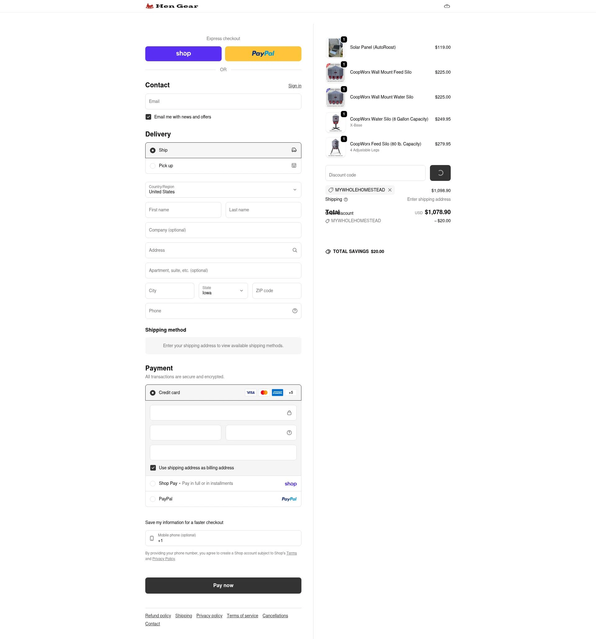 HenGear checkout page showing HenGear discount code box | Screenshot taken by SimplyCodes community member on Feb 4, 2026