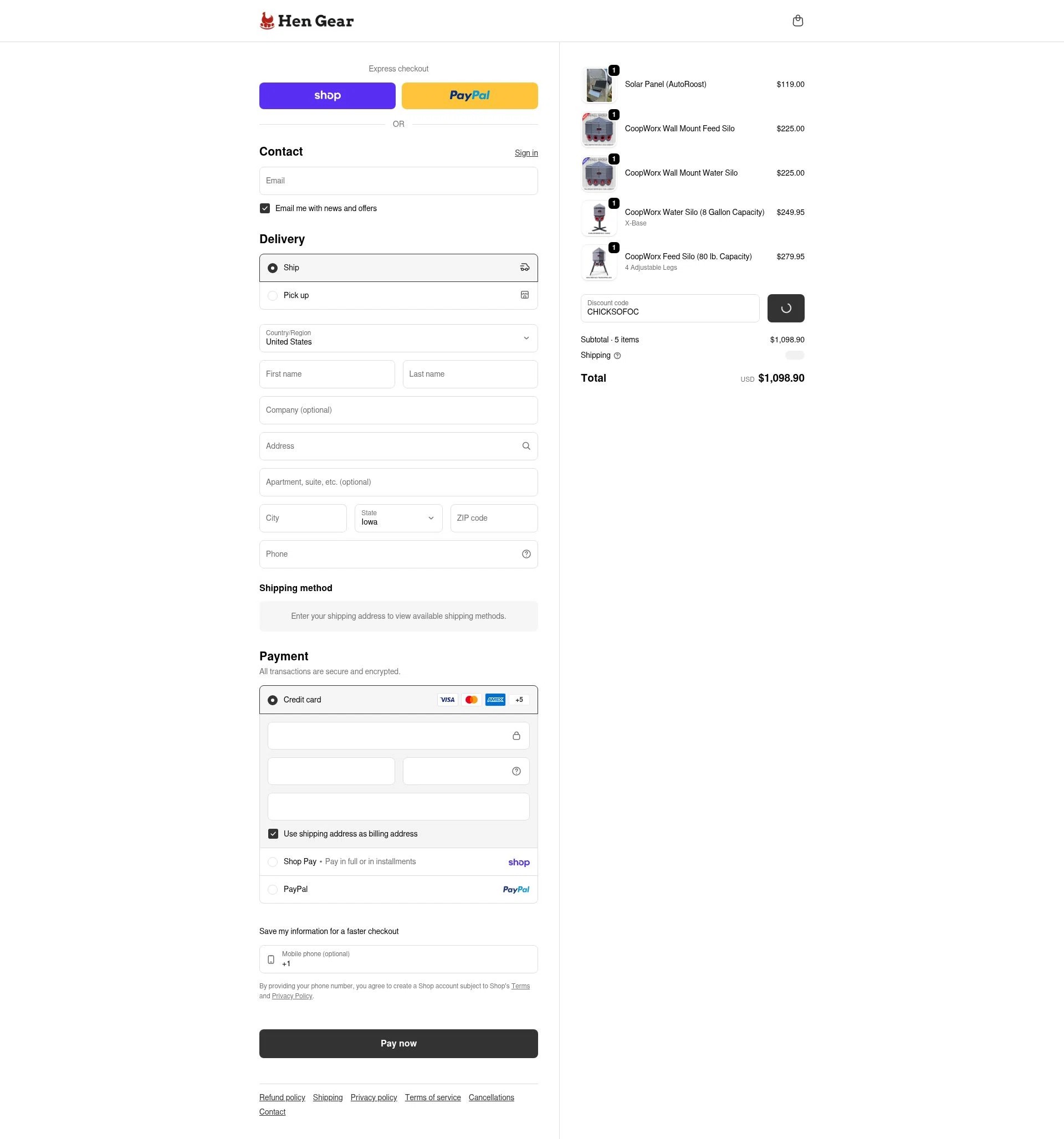 HenGear checkout page showing HenGear discount code box | Screenshot taken by SimplyCodes community member on Feb 4, 2026