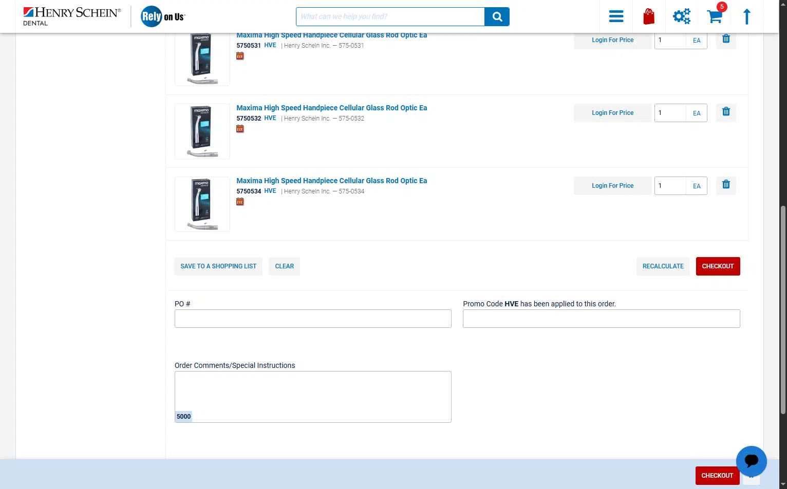 Henry Schein checkout page showing Henry Schein promo code box | Screenshot taken by SimplyCodes community member on Dec 13, 2025