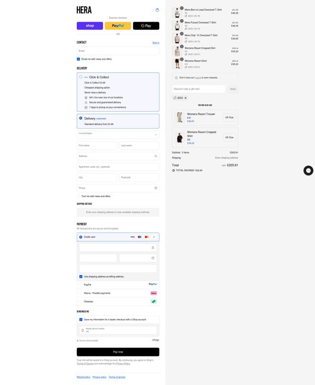 Hera checkout page showing Hera promo code box | Screenshot taken by SimplyCodes community member on Sep 11, 2025