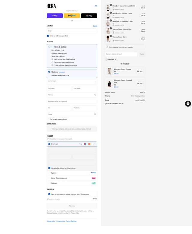 Hera checkout page showing Hera promo code box | Screenshot taken by SimplyCodes community member on Sep 11, 2025