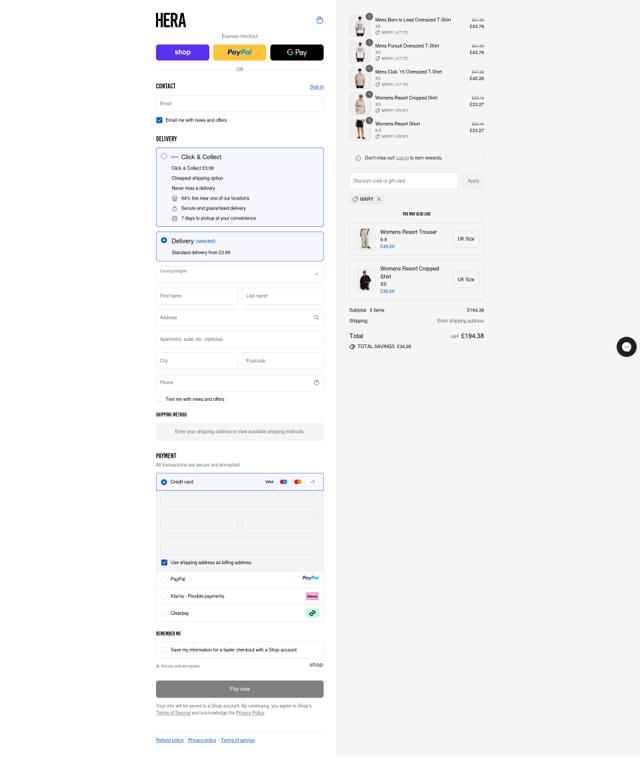 Hera checkout page showing Hera promo code box | Screenshot taken by SimplyCodes community member on Sep 11, 2025