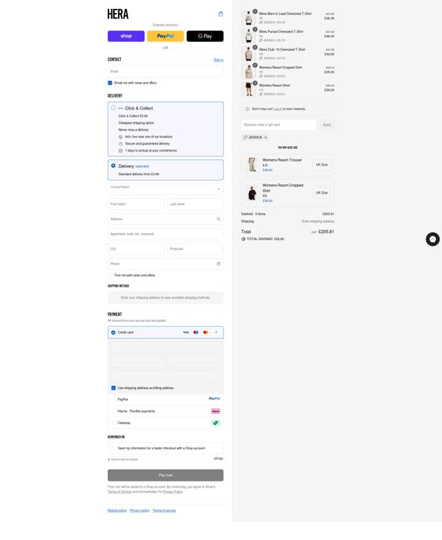 Hera checkout page showing Hera promo code box | Screenshot taken by SimplyCodes community member on Sep 11, 2025