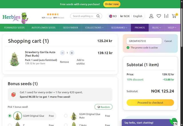 Herbies Seeds checkout page showing Herbies Seeds promo code box | Screenshot taken by SimplyCodes community member on Aug 28, 2025