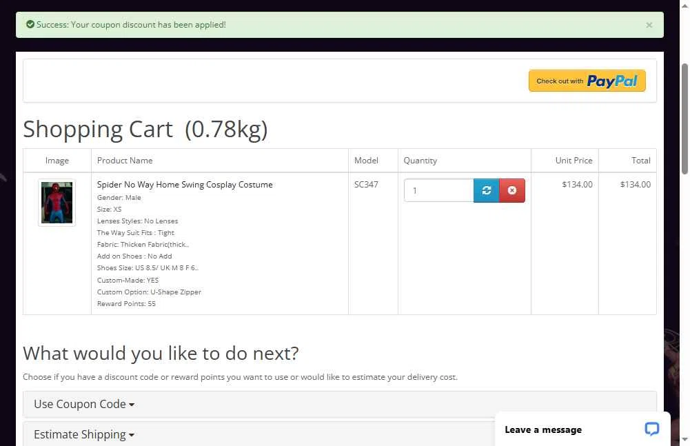 Herostime checkout page showing Herostime coupon code box | Screenshot taken by SimplyCodes community member on Aug 20, 2025