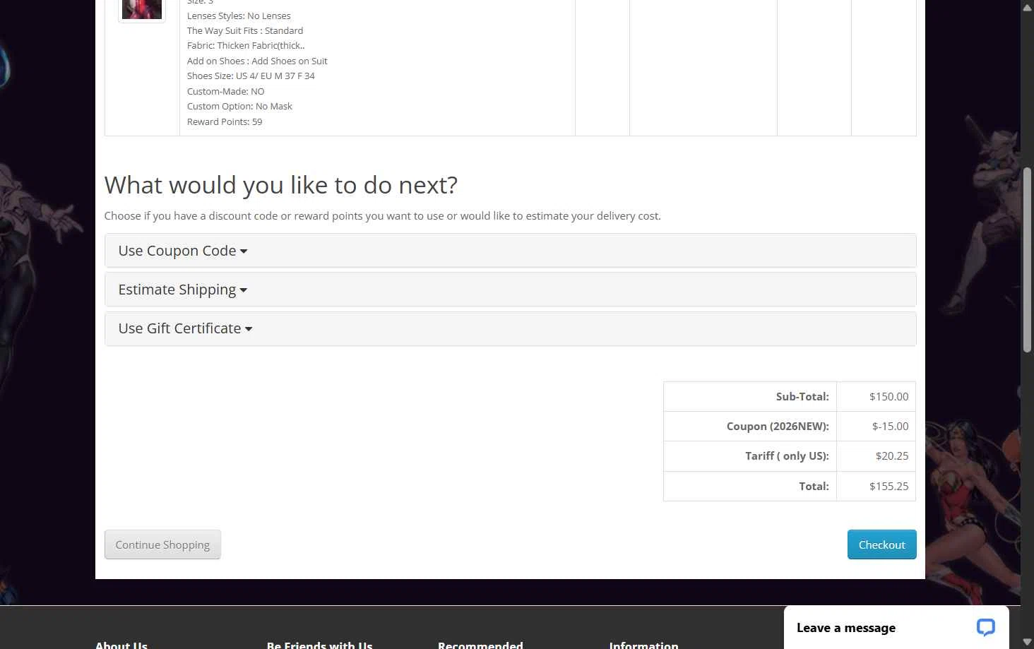 Herostime checkout page showing Herostime coupon code box | Screenshot taken by SimplyCodes community member on Feb 11, 2026