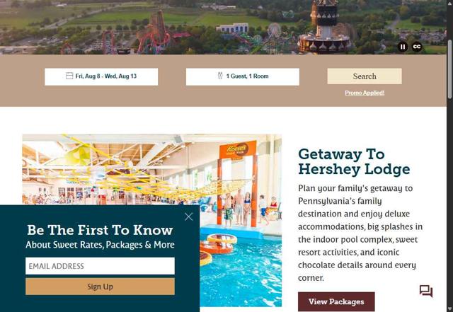 Hershey Lodge checkout page showing Hershey Lodge promo code box | Screenshot taken by SimplyCodes community member on Aug 9, 2025
