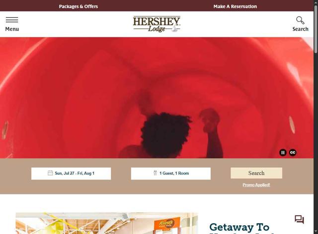 Hershey Lodge checkout page showing Hershey Lodge promo code box | Screenshot taken by SimplyCodes community member on Jul 27, 2025