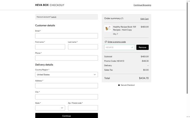 HEVA checkout page showing HEVA promo code box | Screenshot taken by SimplyCodes community member on Jul 26, 2025