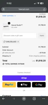 CARLOSLUGO coupon verification screenshot