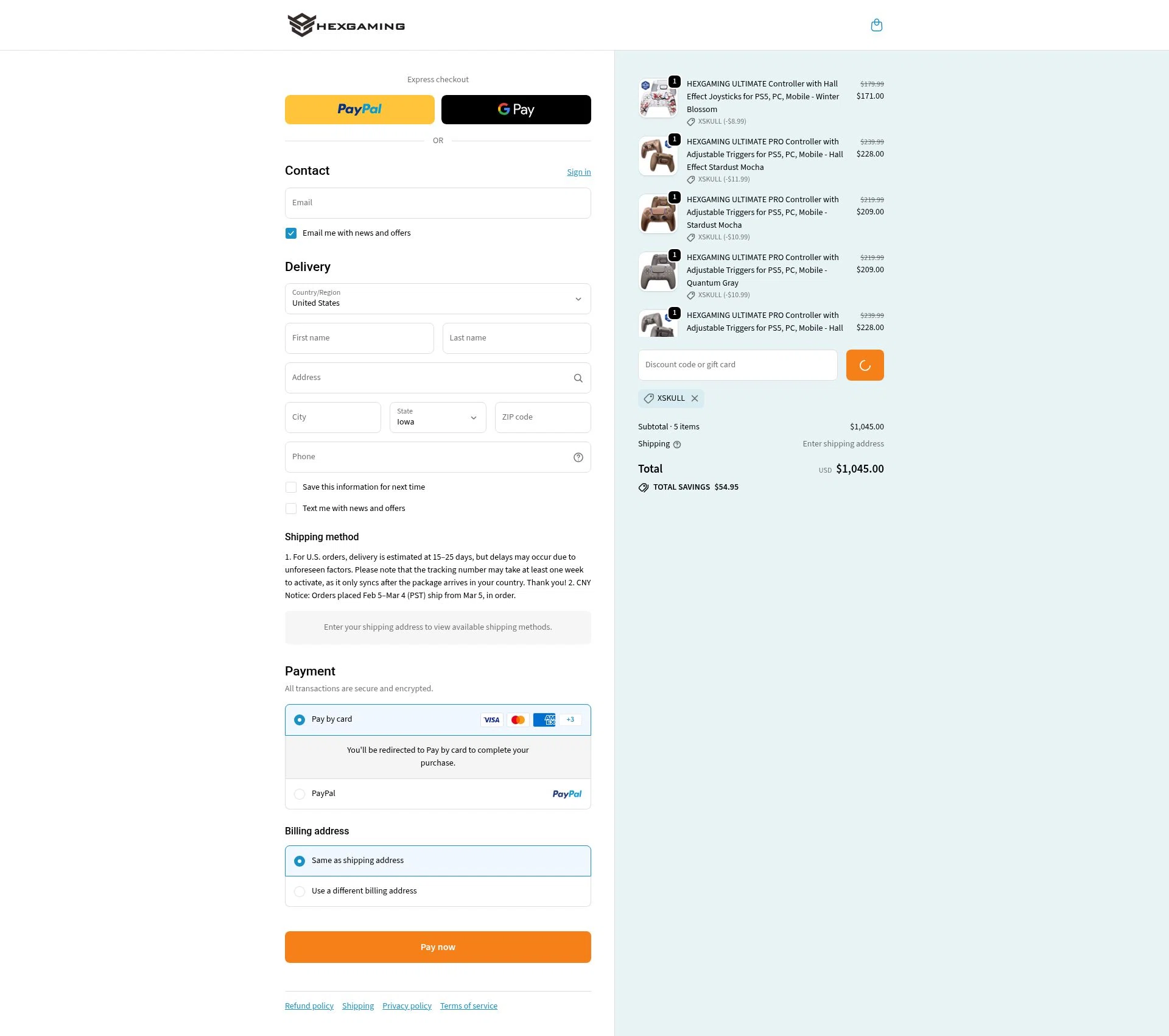 HexGaming checkout page showing HexGaming discount code box | Screenshot taken by SimplyCodes community member on Feb 11, 2026