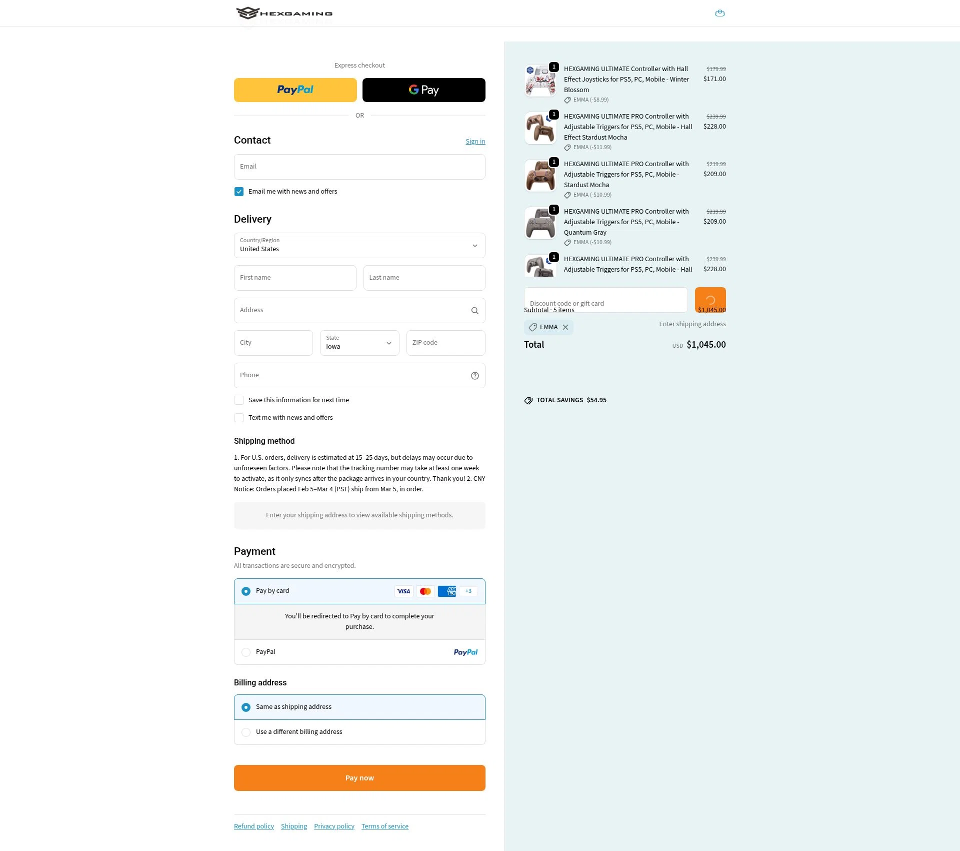 HexGaming checkout page showing HexGaming discount code box | Screenshot taken by SimplyCodes community member on Feb 11, 2026